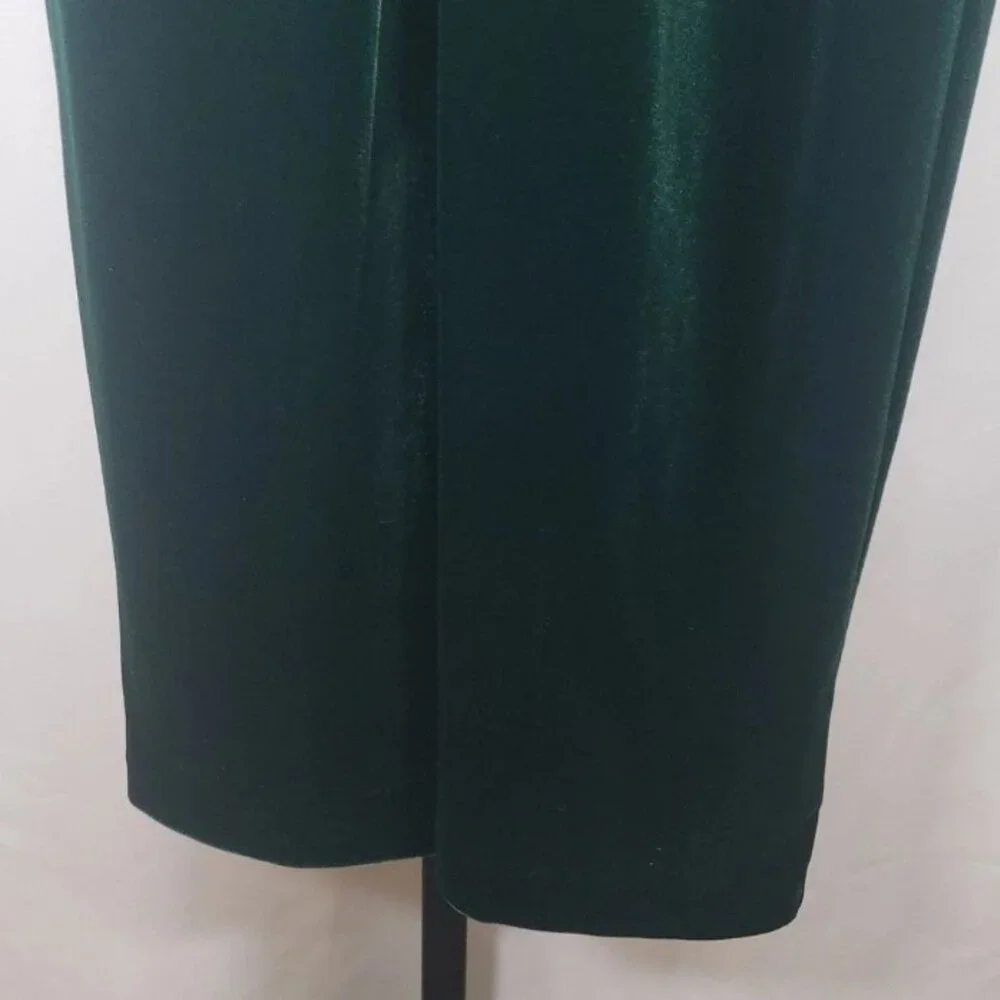 Michael Kors Green Stretch Velvet‎ Sleeveless Twist Neck Midi Dress SZ L - NWT